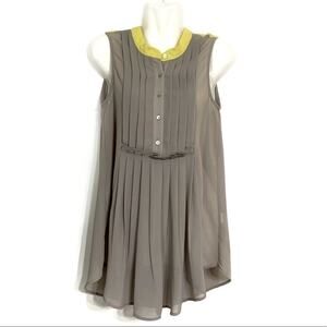 Stitch Fix Papermoon Pleated Tank Top Gray Yellow XS